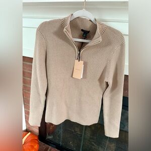 NWT Halogen Taupe Quarter-Zip Sweater
